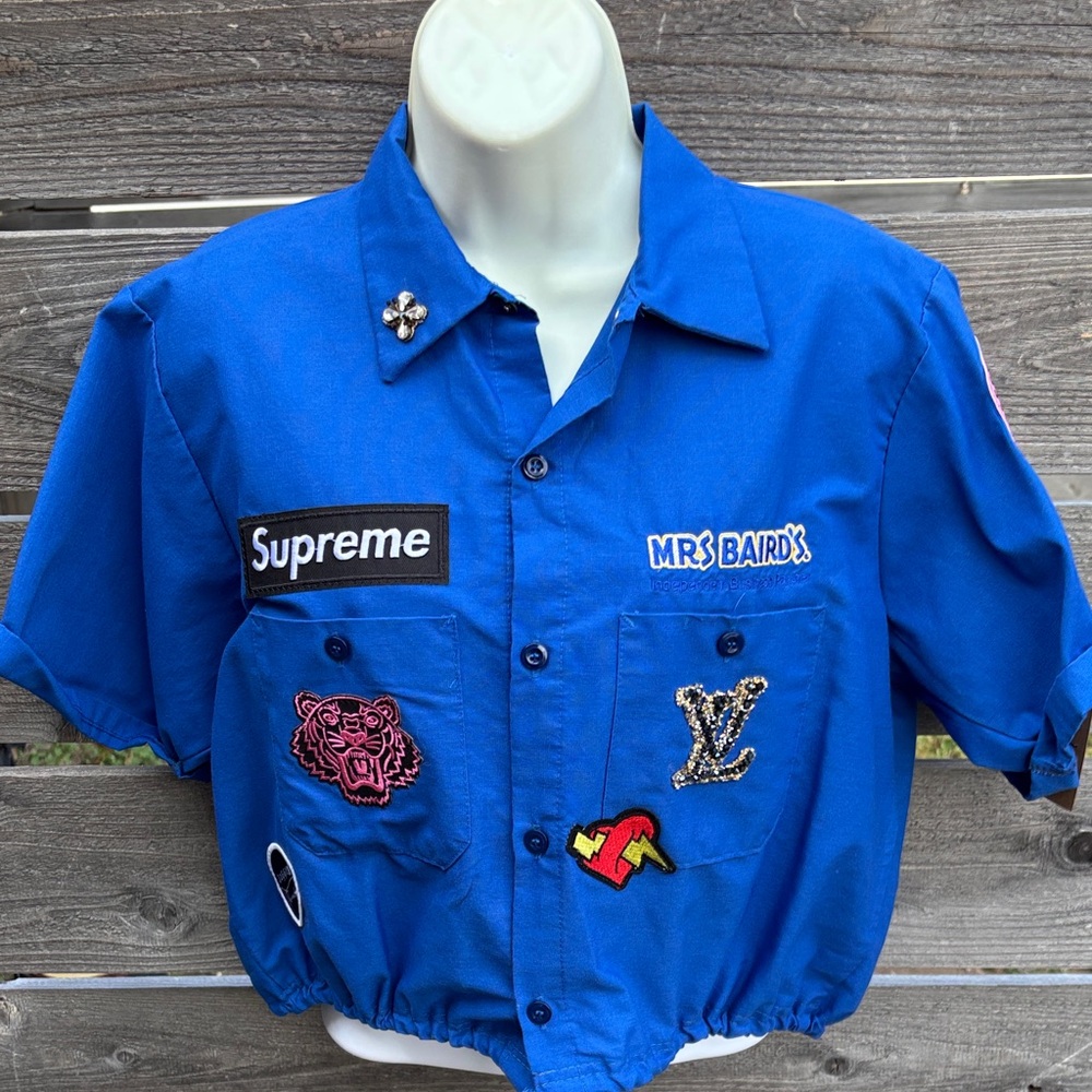 Repurposed Mrs. Baird’s work shirt”Jagged Threads”